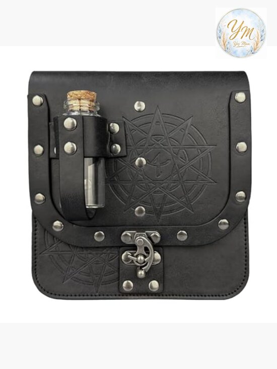 Medieval Alchemy Faux Leather Belt Bag with Potion Vials